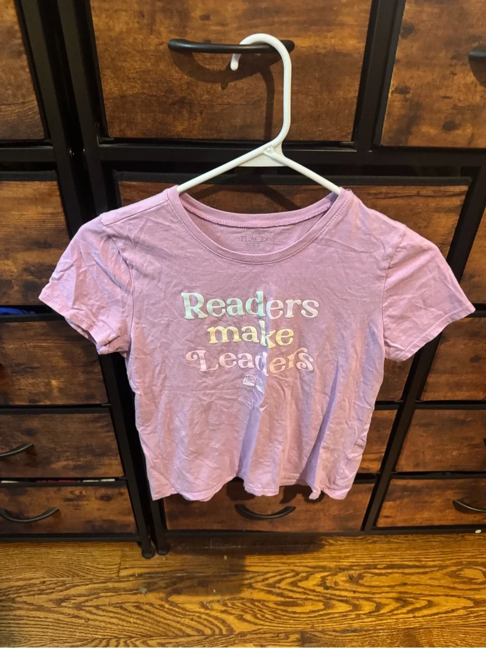 The Children's Place Lilac Short Sleeve Tee with 'Readers Make Leaders' Text